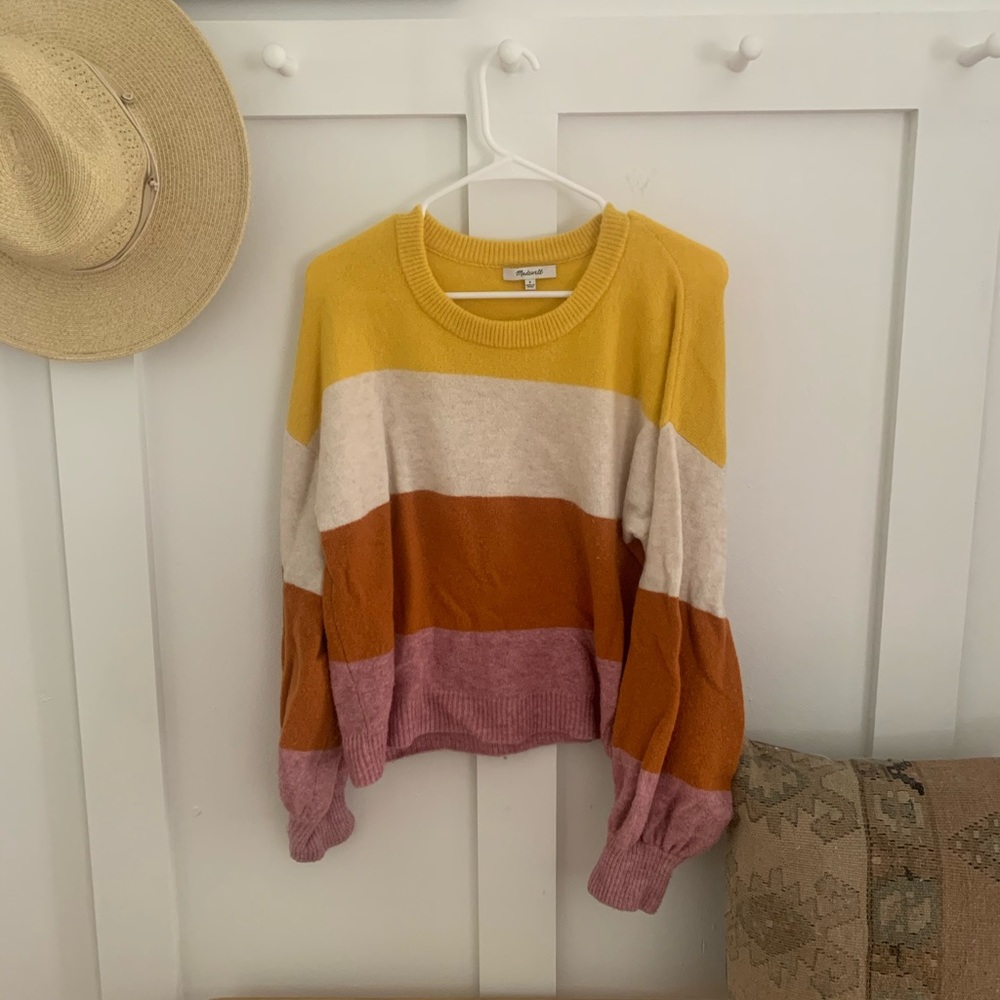 Madewell balloon sleeve stripe sweater